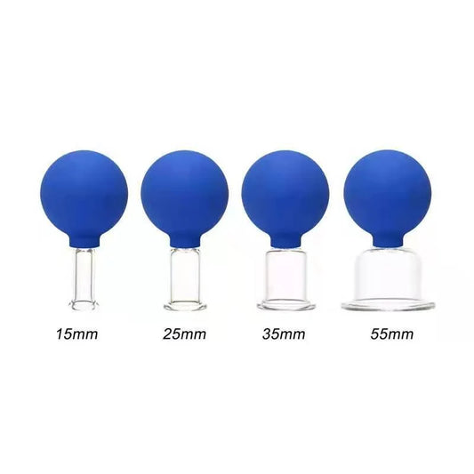 Blue 4 Set Glass Suction Cups with Silicone Balls