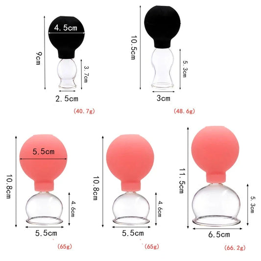 5 Glass Suction Cups | Facial Cupping Set