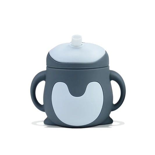 Dark Grey Cartoon Shaped Silicone Sippy cup for Newborn