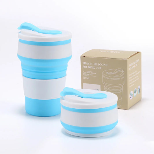Blue Silicone Collapsible / Foldable Coffee Cups | Collapsible Cup