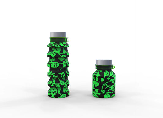 plain Matcha Green BPA free Silicone Foldable Water Bottle