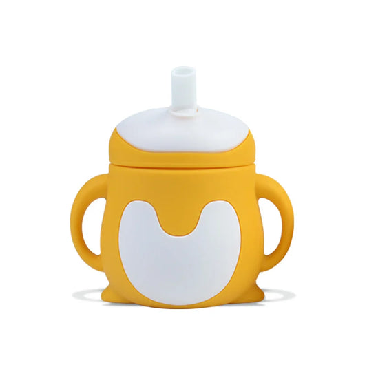 Retro Yellow Cartoon Shaped Silicone Sippy cup for Newborn