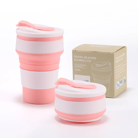 Pink Silicone Collapsible / Foldable Coffee Cups | Collapsible Cup