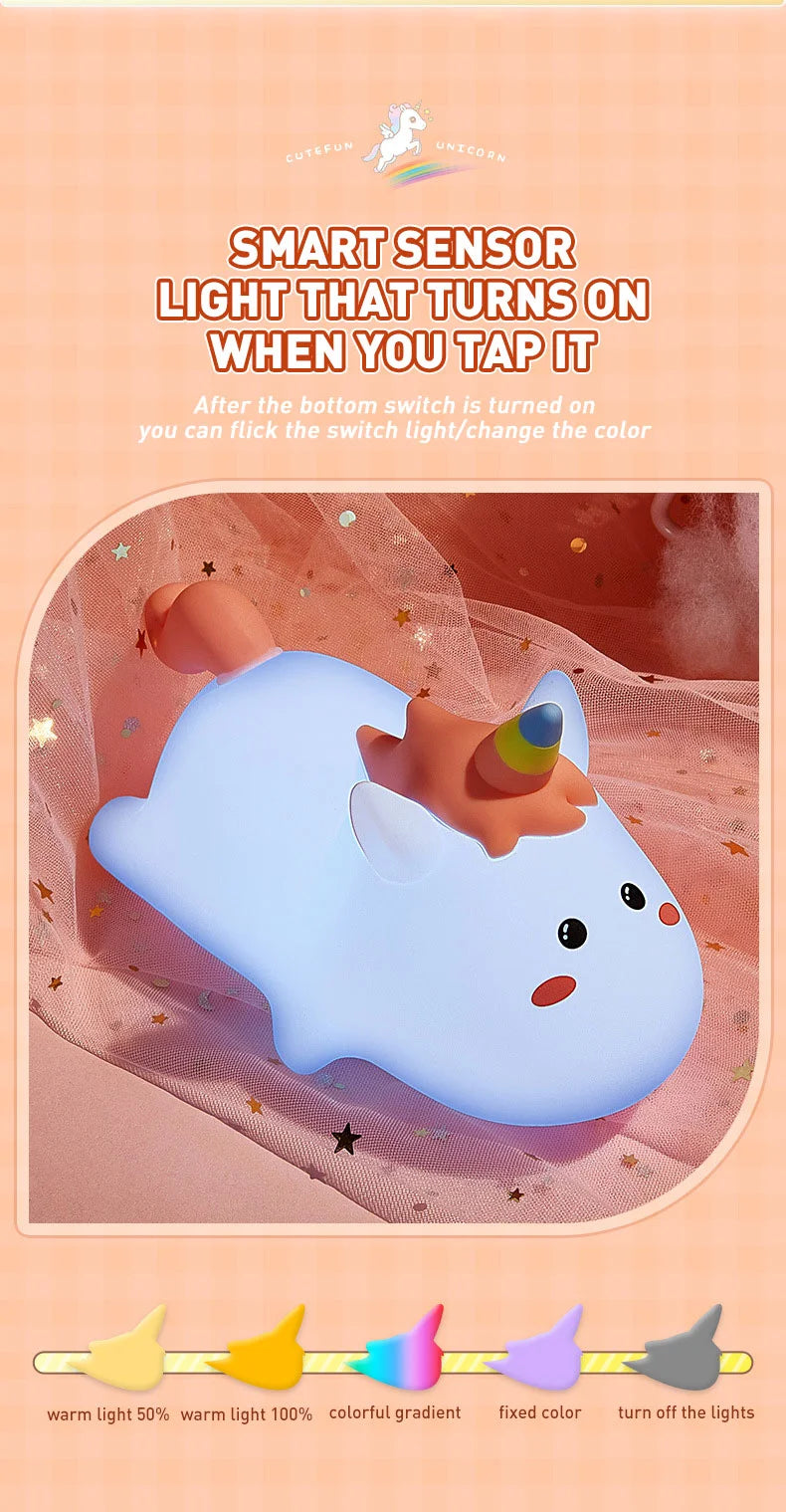 Rainbow Colors Kids Night Lights - Unicorn