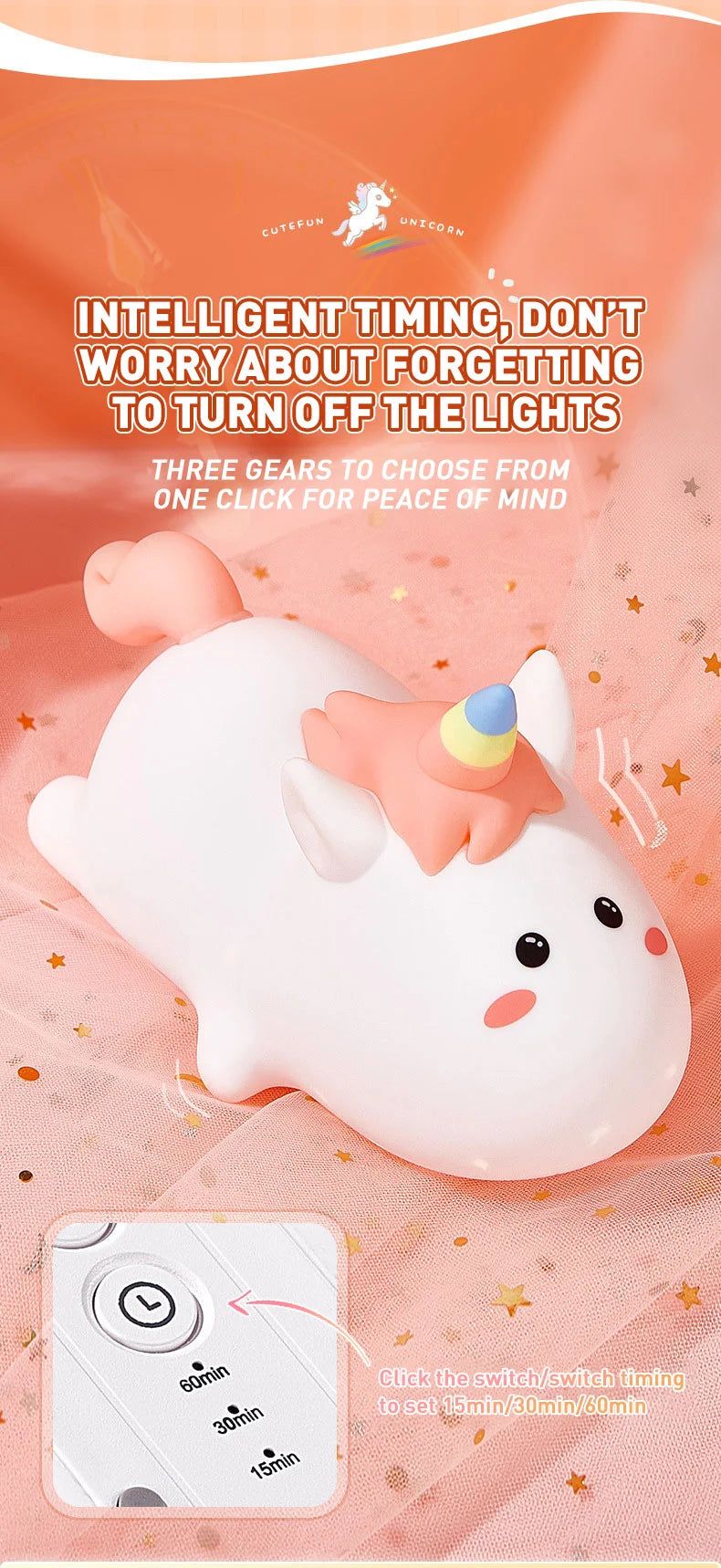 Rainbow Colors Kids Night Lights - Unicorn