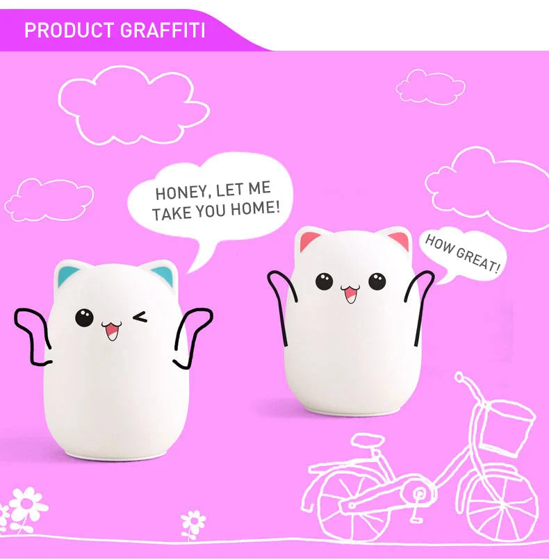 Cute Cat Silicone Night Lights