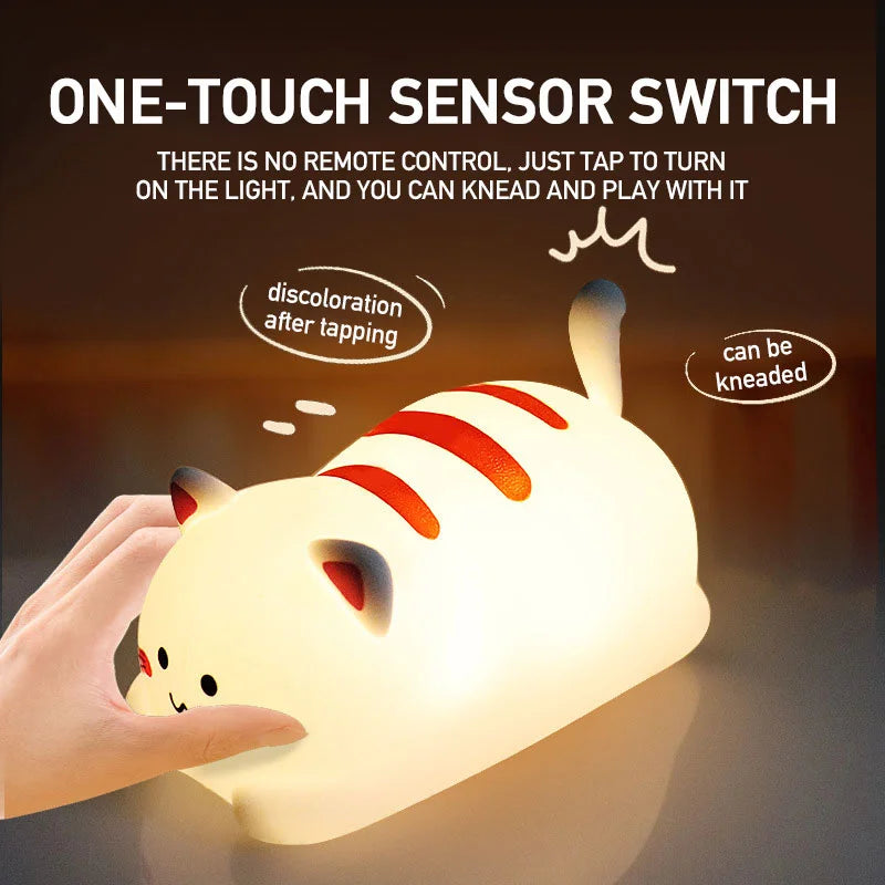 Cat Shaped Silicone Night Light for Kids