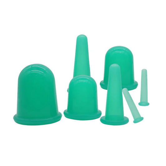 6 piece Green 6 Cups Facial Cupping Set | Silicone Cupping Therapy Kit