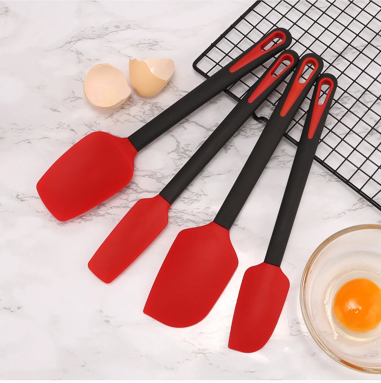 4x Silicone Spatula Set | Red