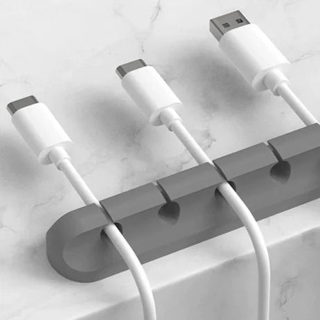 Dark Gray Silicone Cable Holder | Pack of five for best organization