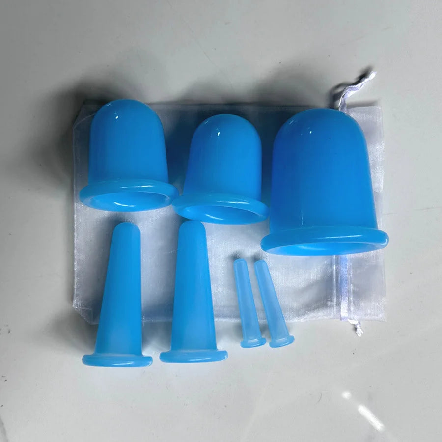 6 piece Lake Blue 6 Cups Facial Cupping Set | Silicone Cupping Therapy Kit
