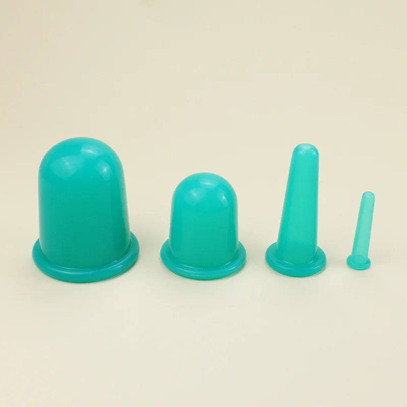 4 piece Green 6 Cups Facial Cupping Set | Silicone Cupping Therapy Kit