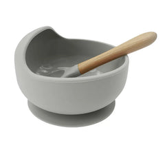 Silver 2-piece Baby Feeding Set | Baby Solid Food Bowl and Spoon
