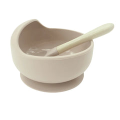 Beige 2-piece Baby Feeding Set | Baby Solid Food Bowl and Spoon