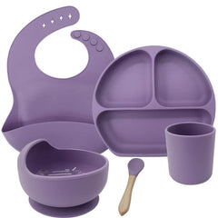 violet 5-piece Silicone Baby Feeding Set | Best Feeding Set