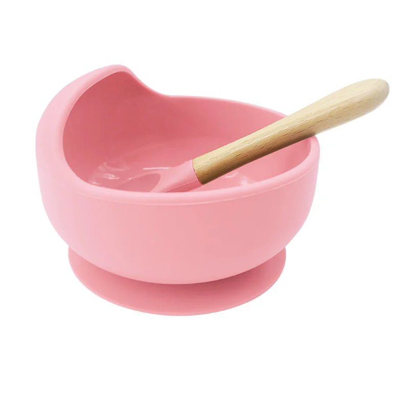 Light pink 2-piece Baby Feeding Set | Baby Solid Food Bowl and Spoon
