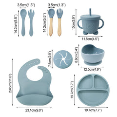 9 Pcs Silicone Bibs and Baby Feeding Set
