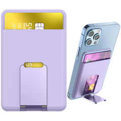 purple Silicone Magnetic Phone Wallet Card Holder Compatible with Apple