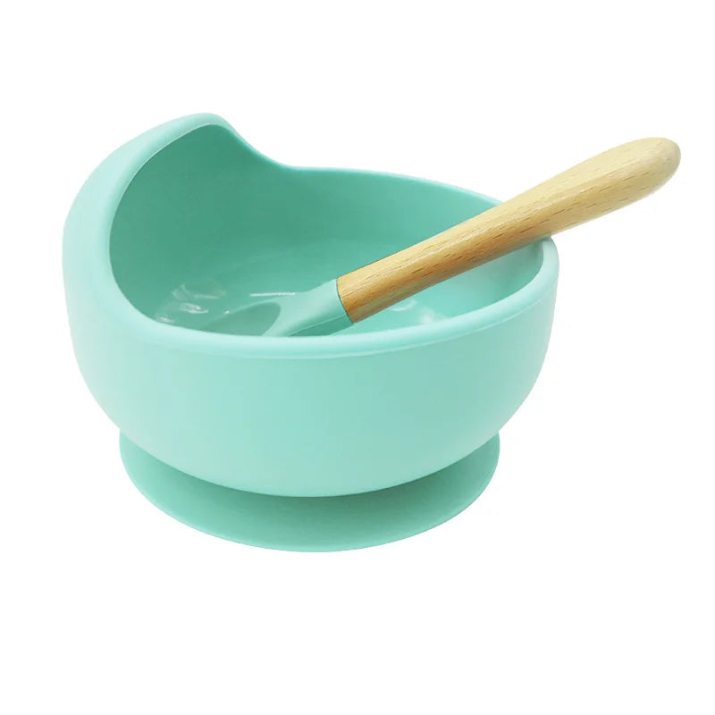 cyan 2-piece Baby Feeding Set | Baby Solid Food Bowl and Spoon