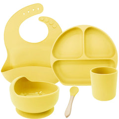 Retro Yellow 5-piece Silicone Baby Feeding Set | Best Feeding Set