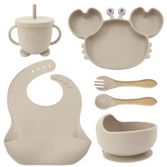 6-Piece Beige Crab-Shaped Baby Feeding set