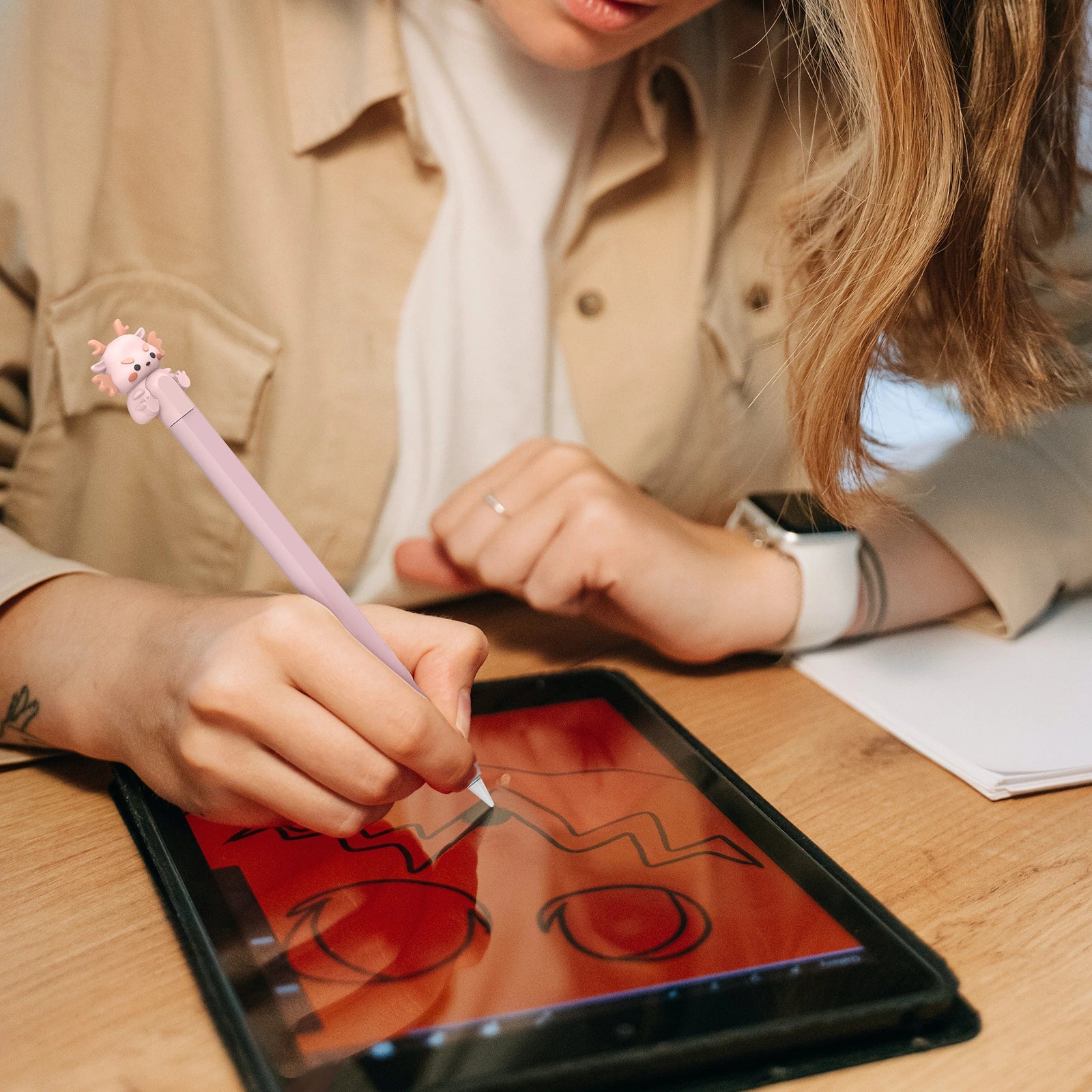 Cartoon Apple Pencil Case Cute Silicone Sleeve