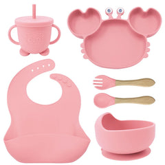 6-Piece Light pink Crab-Shaped Baby Feeding set