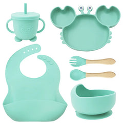 6-Piece cyan Crab-Shaped Baby Feeding set