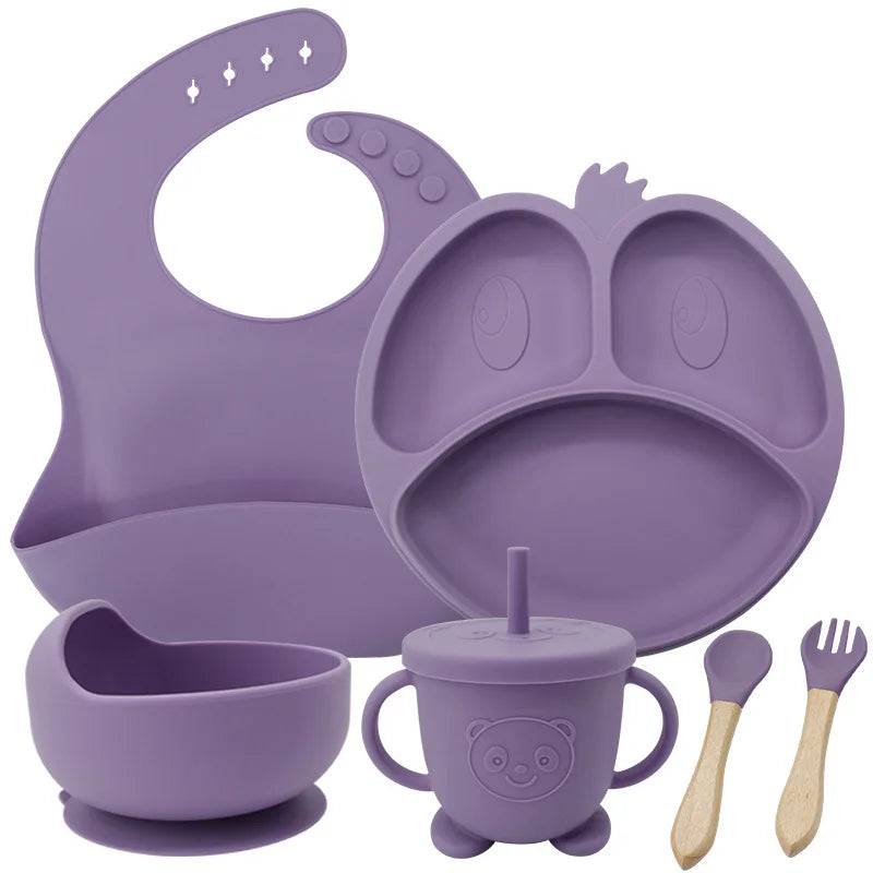 Burgundy 9-piece Silicone Baby Feeding Set | Best Baby Utensils