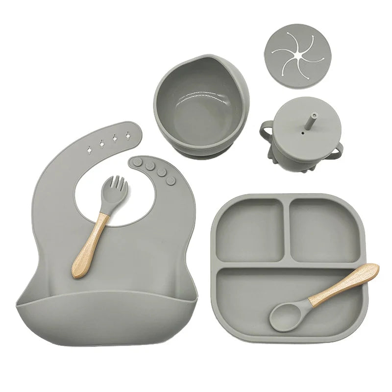 Dark Gray 7-piece baby feeding set | Best baby utensils