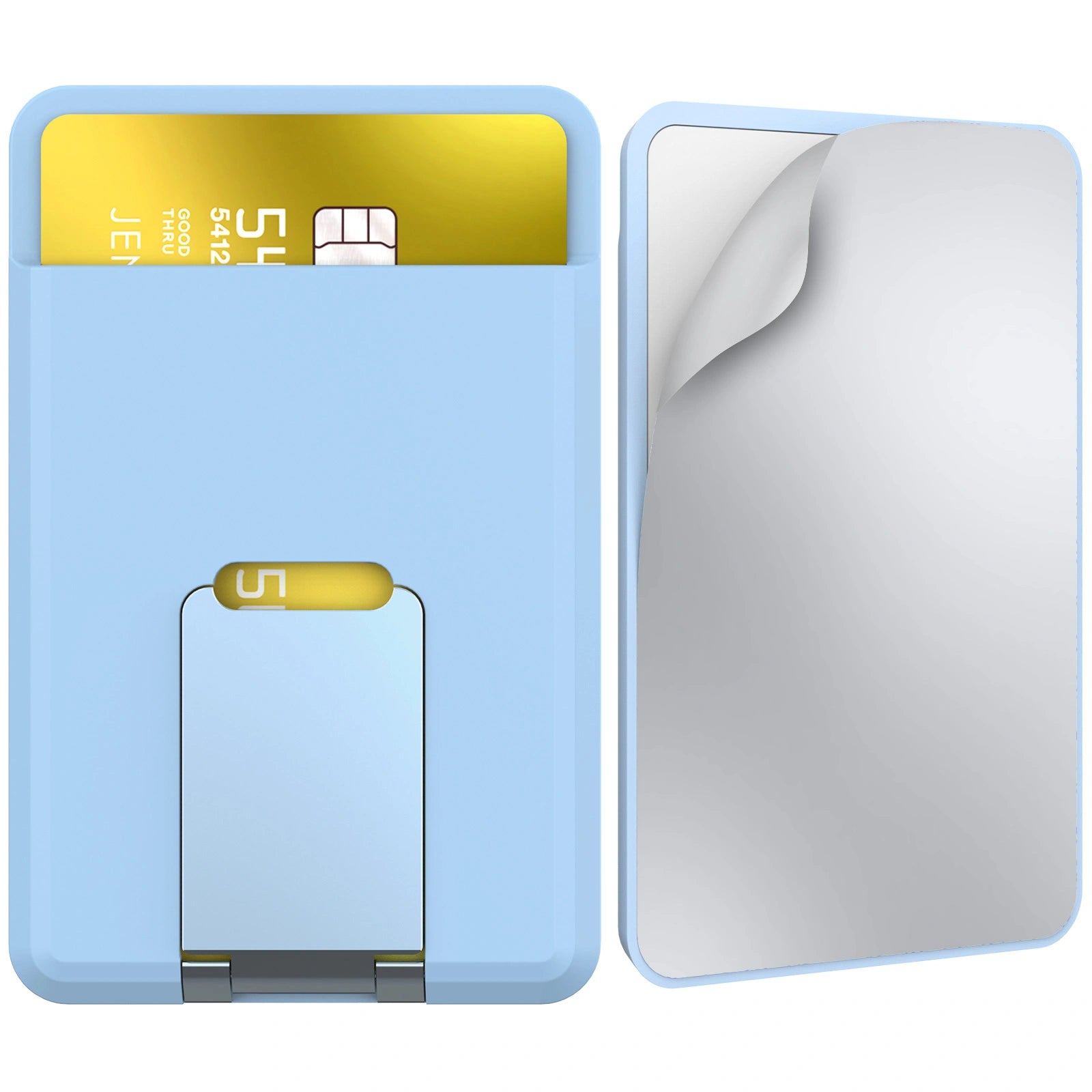 blue Silicone Magnetic Phone Wallet Card Holder Compatible with Apple