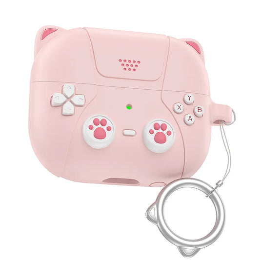Pink+ Sky blue Silicone 3D Cat Galaxy Buds 3 & Buds 3 Pro Case Cover