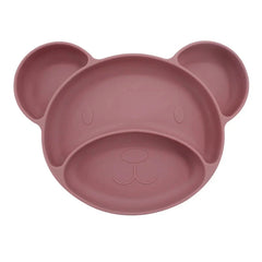 Dark pink Teddy Silicone Baby Plate | Best Toddler Plate