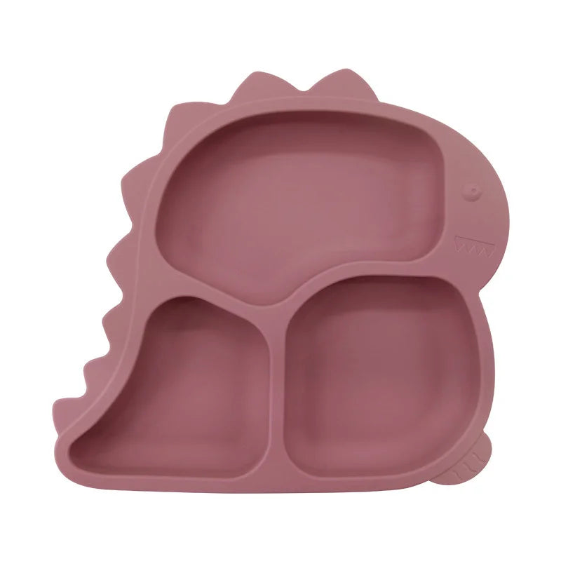 1 piece light brown Dino Silicone Baby Feeding Set | Best Baby Utensils