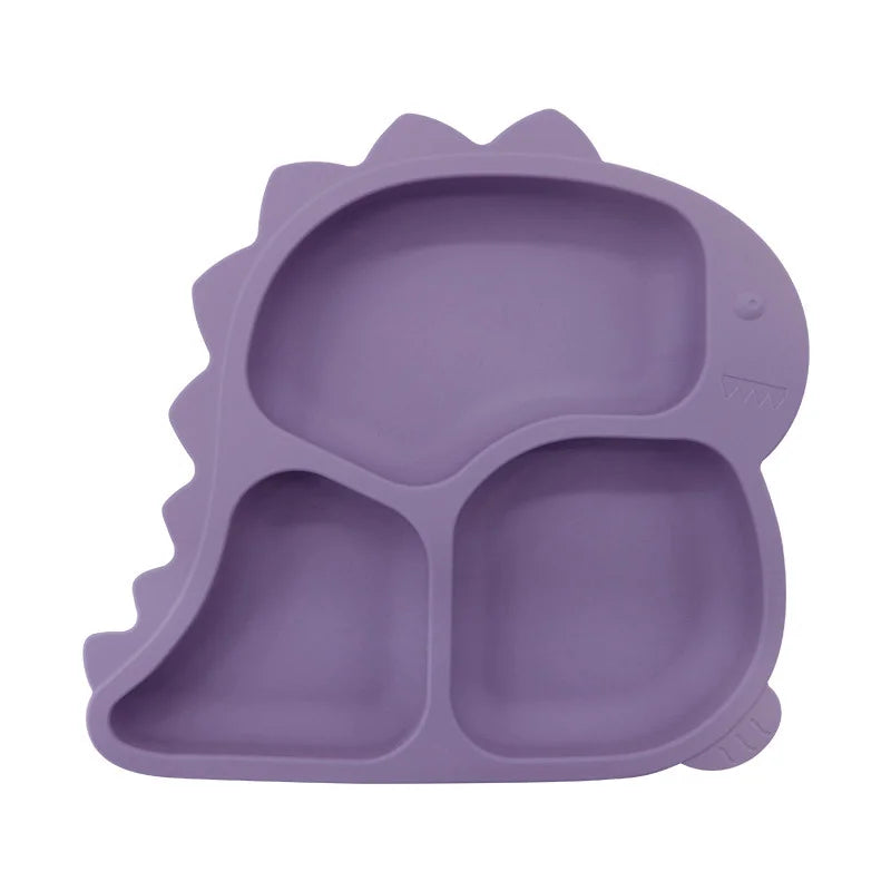 1 piece Burgundy Dino Silicone Baby Feeding Set | Best Baby Utensils