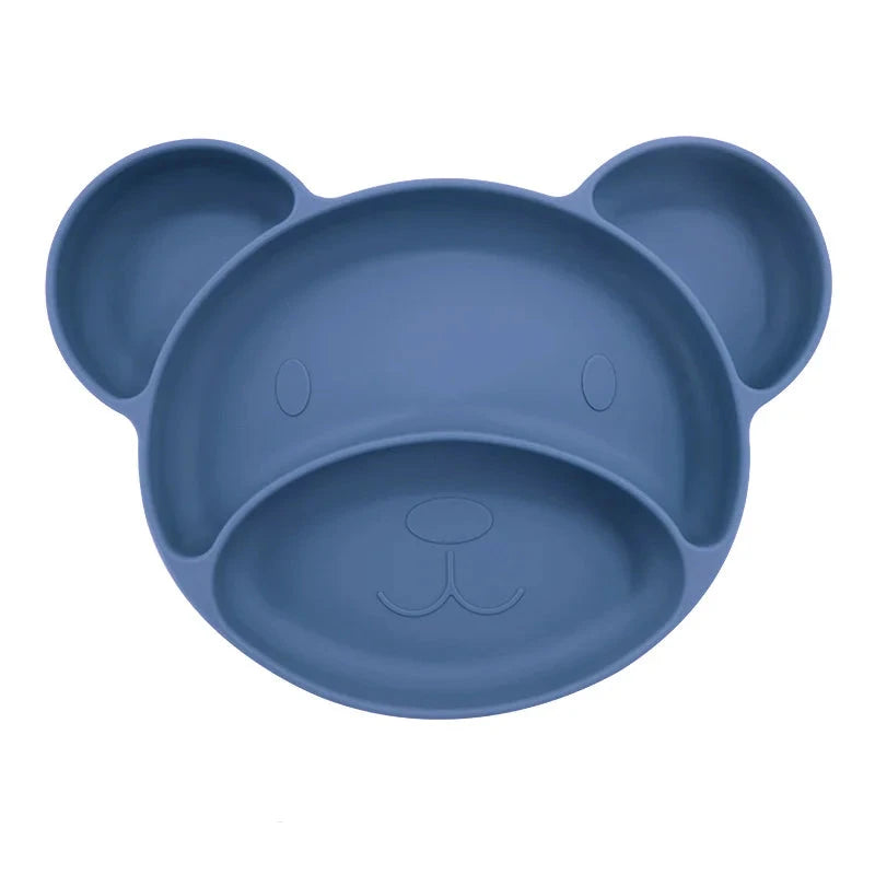 Midnight Blue Teddy Silicone Baby Plate | Best Toddler Plate