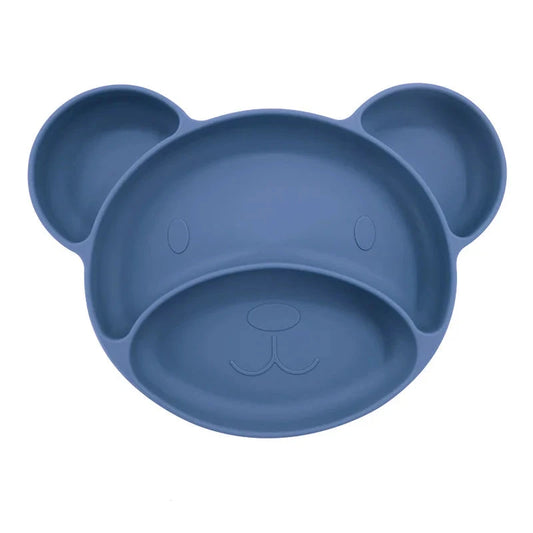 Midnight Blue Teddy Silicone Baby Plate | Best Toddler Plate