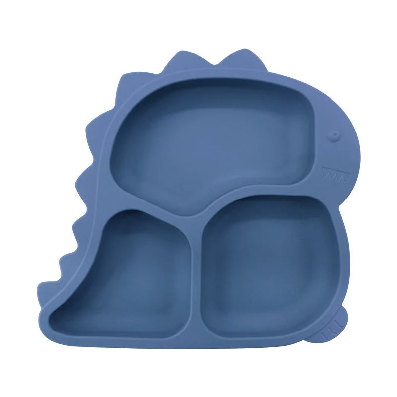 1 piece Dark Blue Dino Silicone Baby Feeding Set | Best Baby Utensils