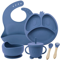 Midnight Blue 9-piece Silicone Baby Feeding Set | Best Baby Utensils