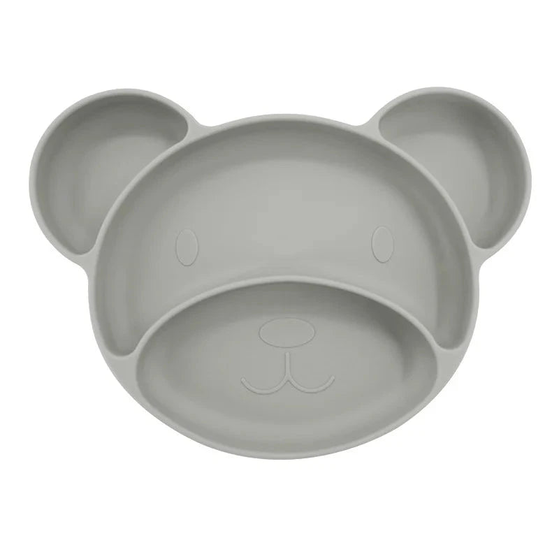 Silver Teddy Silicone Baby Plate | Best Toddler Plate
