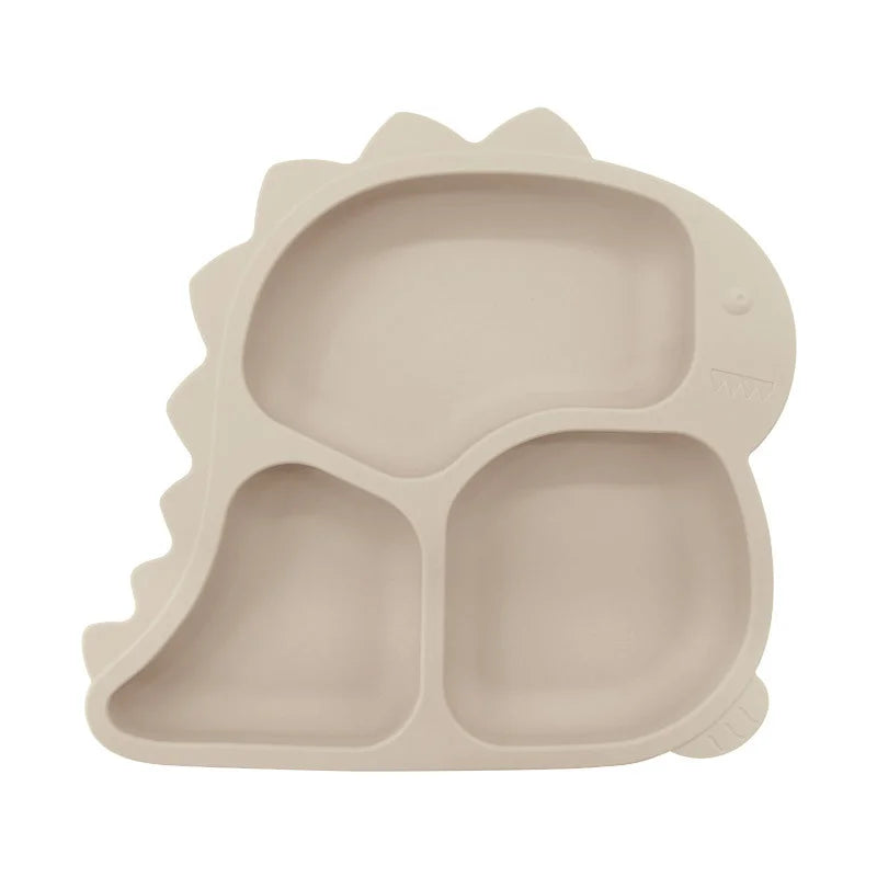 1 piece Beige Dino Silicone Baby Feeding Set | Best Baby Utensils
