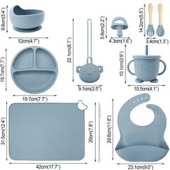 10-Piece Silicone Bib and Baby Feeding Set | Baby Utensils