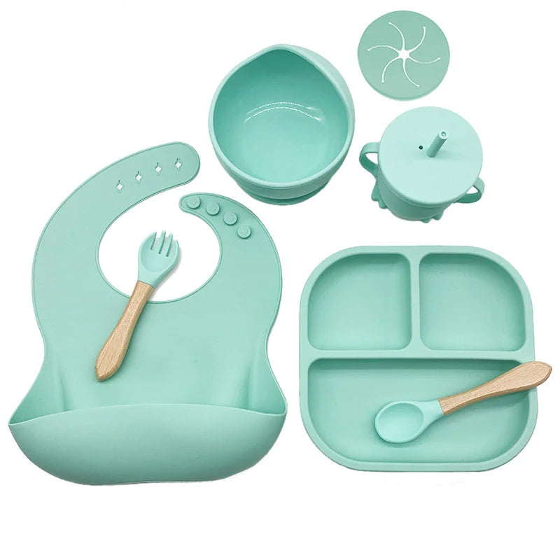 cyan 7-piece baby feeding set | Best baby utensils