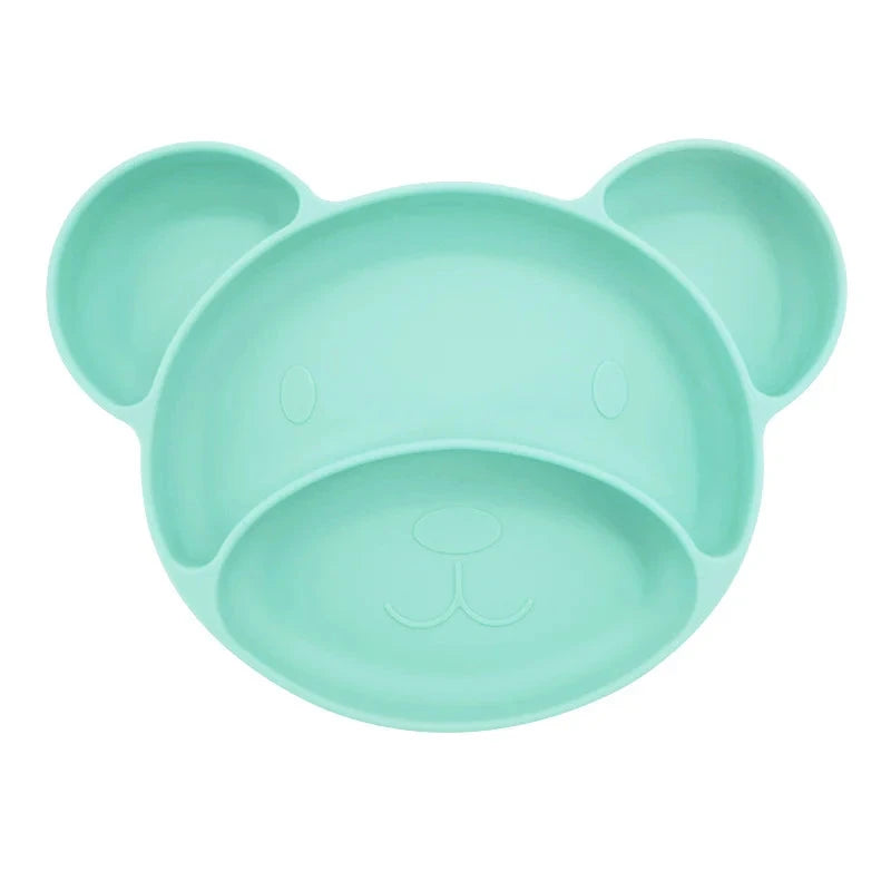cyan Teddy Silicone Baby Plate | Best Toddler Plate