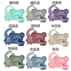 5-piece Silicone Bibs and Baby Feeding Set | Baby Utensils