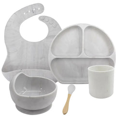 Silver 5-piece Silicone Baby Feeding Set | Best Feeding Set