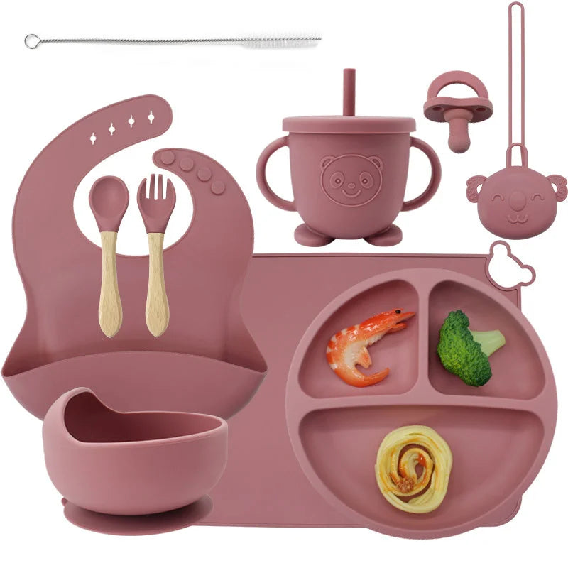 10-Piece Silicone Bib and Baby Feeding Set | Baby Utensils