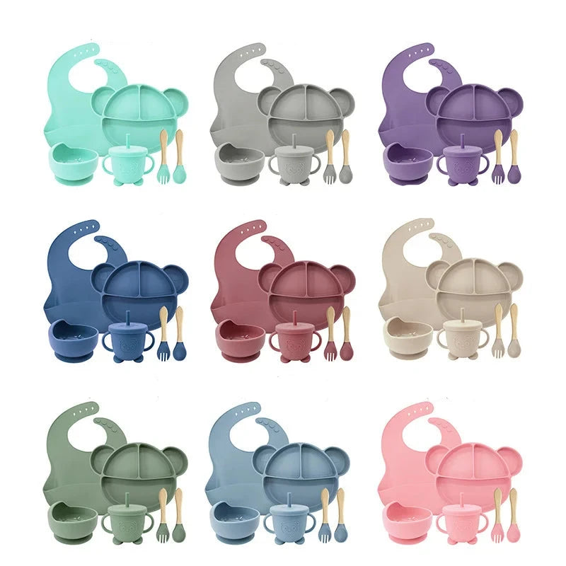 Mickey Mouse Silicone Bibs and Baby Feeding Set
