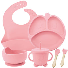 Light pink 9-piece Silicone Baby Feeding Set | Best Baby Utensils