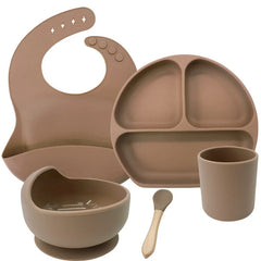 Brown 5-piece Silicone Baby Feeding Set | Best Feeding Set